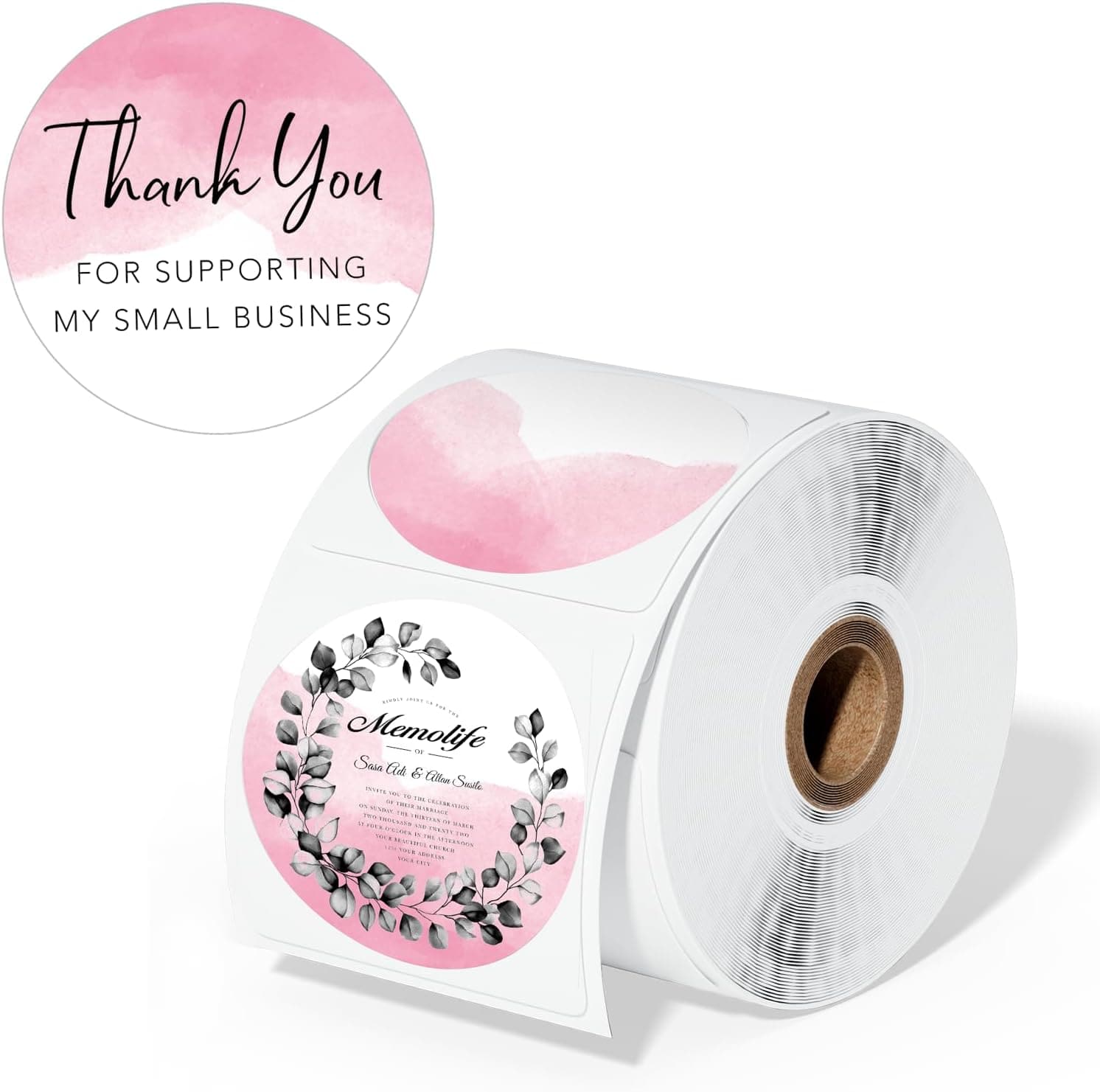 Phomemo 2" Pink Round Thermal Label Sticker for Shipping Label Printer