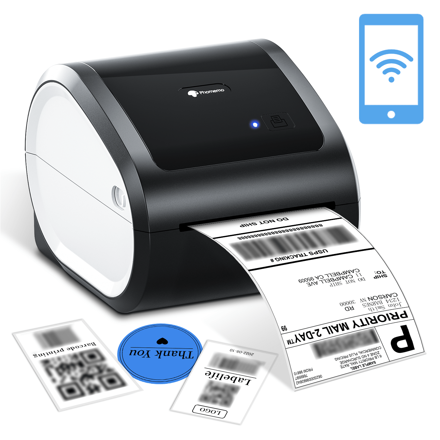 Phomemo Label Makers- Barcode Label Printer M221 3 Inch Label Maker  Bluetooth Thermal Printer for Small Business/Home Use, for Barcode,  Address, Logo