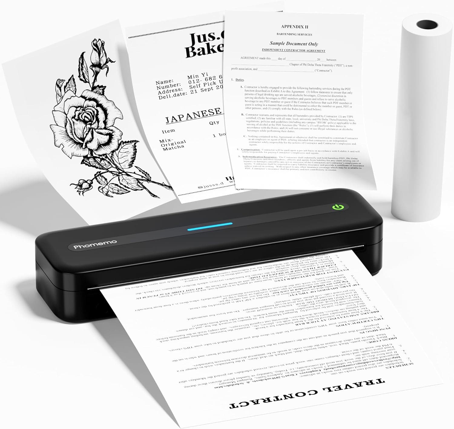 Phomemo Portable Printer M08F-Letter Bluetooth Printer Support 8.5 X 11  Letter Thermal Paper,Black 