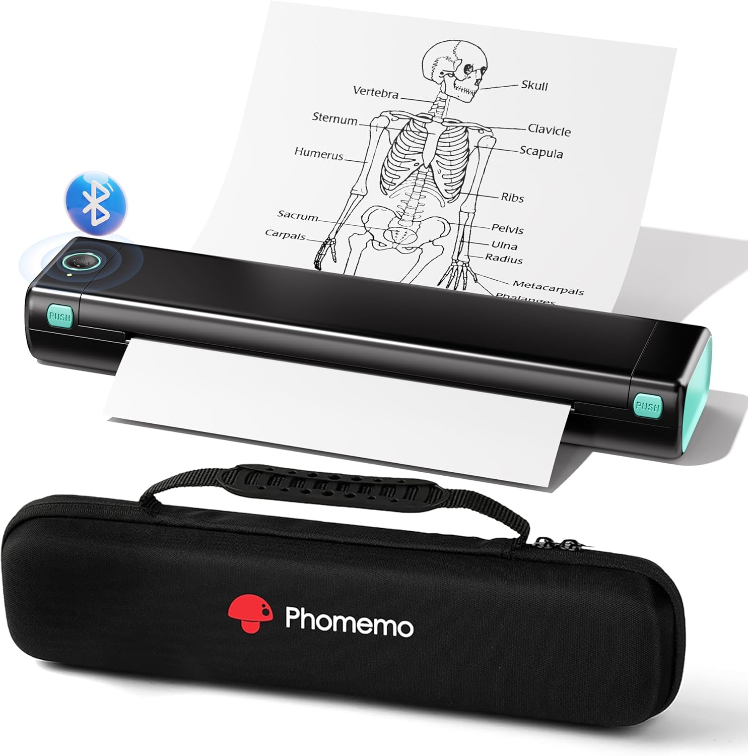 Phomemo Phomemo Inkless Portable Printer for Travel - Wireless Thermal Printer Compatible with Phone & Laptop, Bluetooth Printers Supports 8.5" X 11" Letter Thermal Paper, Come with Carry Case