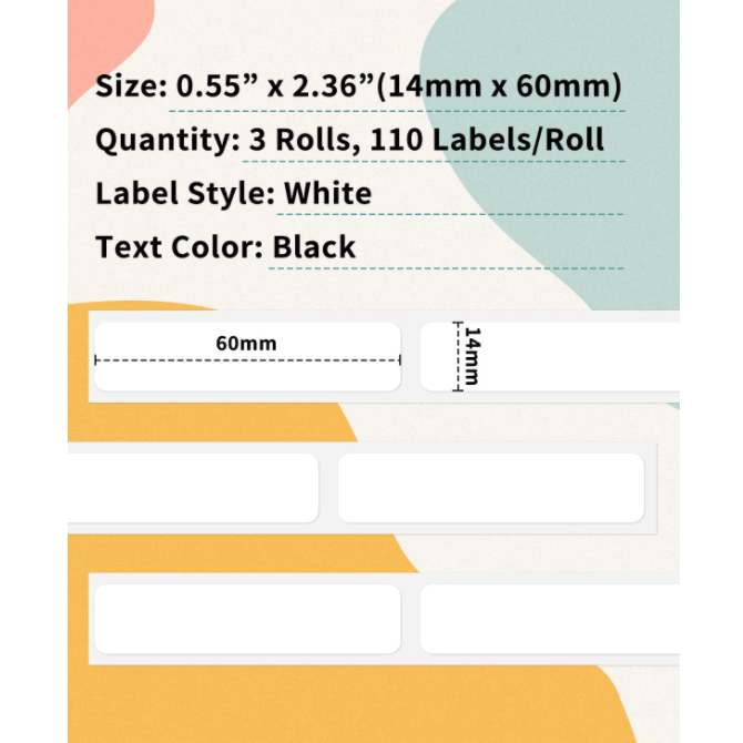 14 X 60mm White Label for Q30S/ Q30 - 3 Rolls - Phomemo