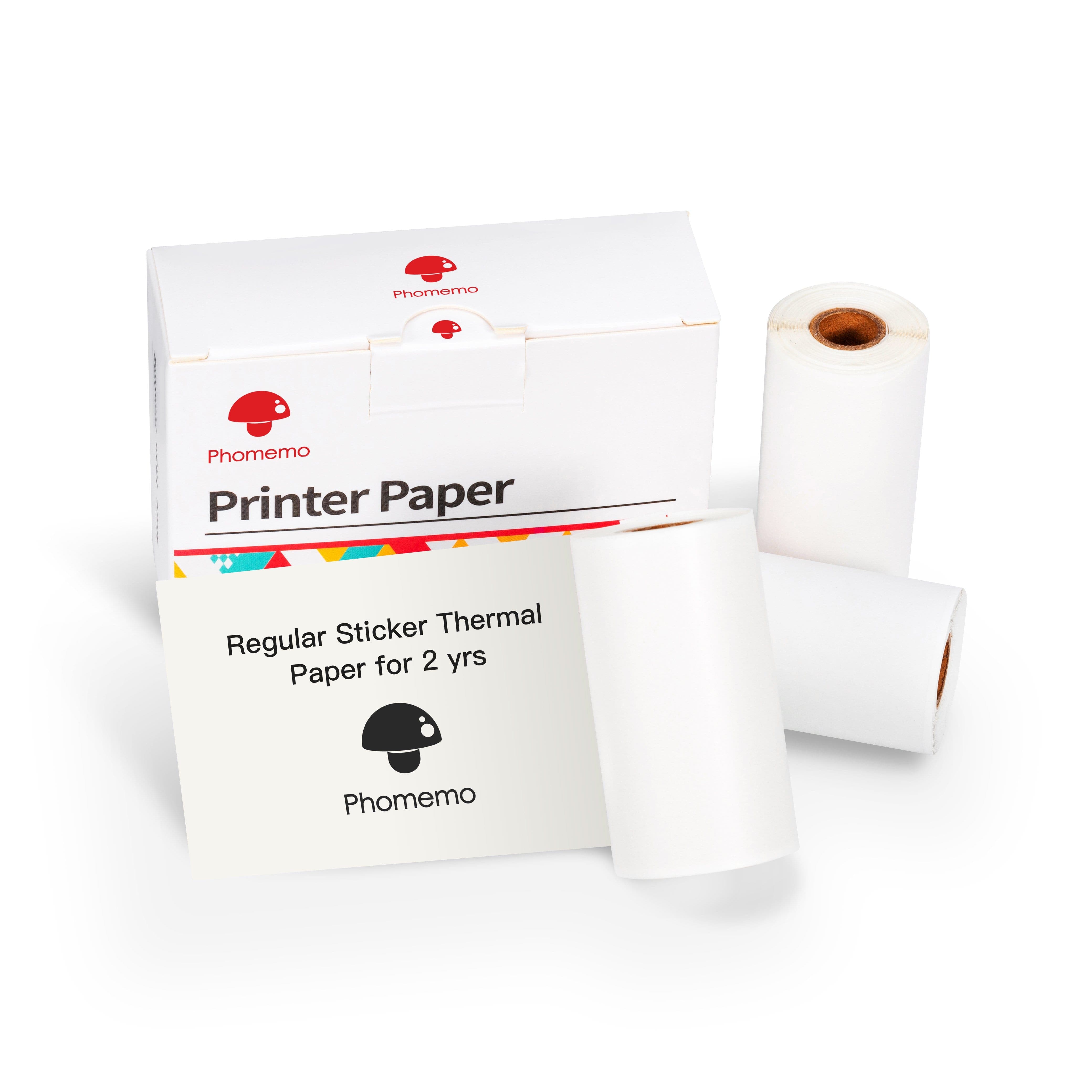  Phomemo Printer Paper For M02/M02 Pro/M02S/M03 Printer,  Black On White Thermal Self-Adhesive Sticker Label Printer Paper, 1.97 Inch  X 11.48 Feet