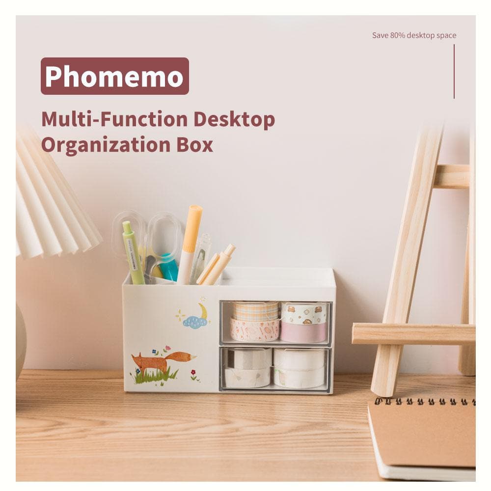 Phomemo Desktop Organizer Storage Box with 2 Removable Drawers
