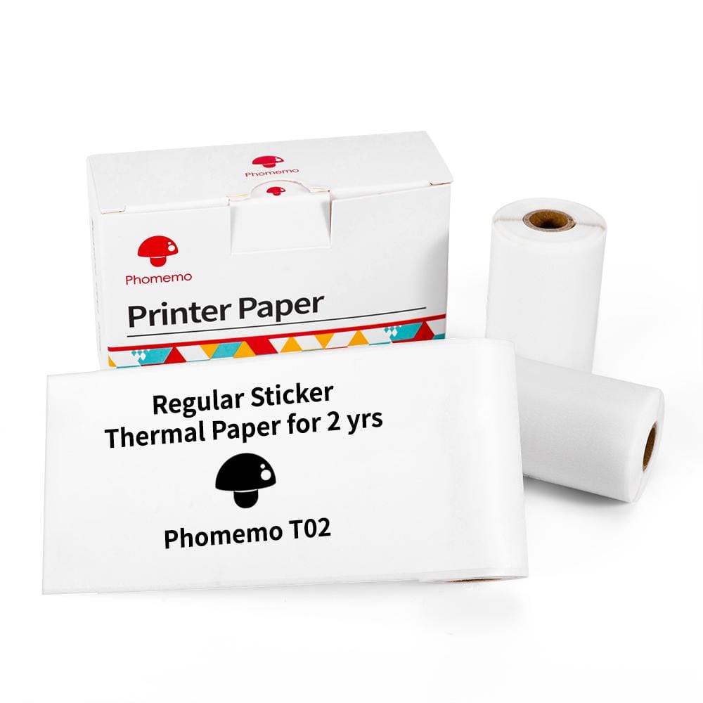 6Rolls T02 Printer Sticker Paper Thermal Paper 50mm 53mm White