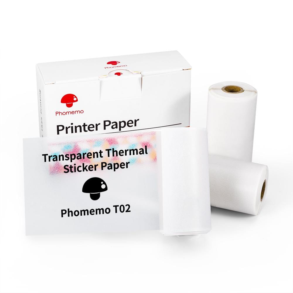 Phomemo Thermal Pocket Printer Paper, White Self-Adhesive Paper Compatible with All Phomemo T02 Bluetooth Mini Sticker Printer, Black on White Paper