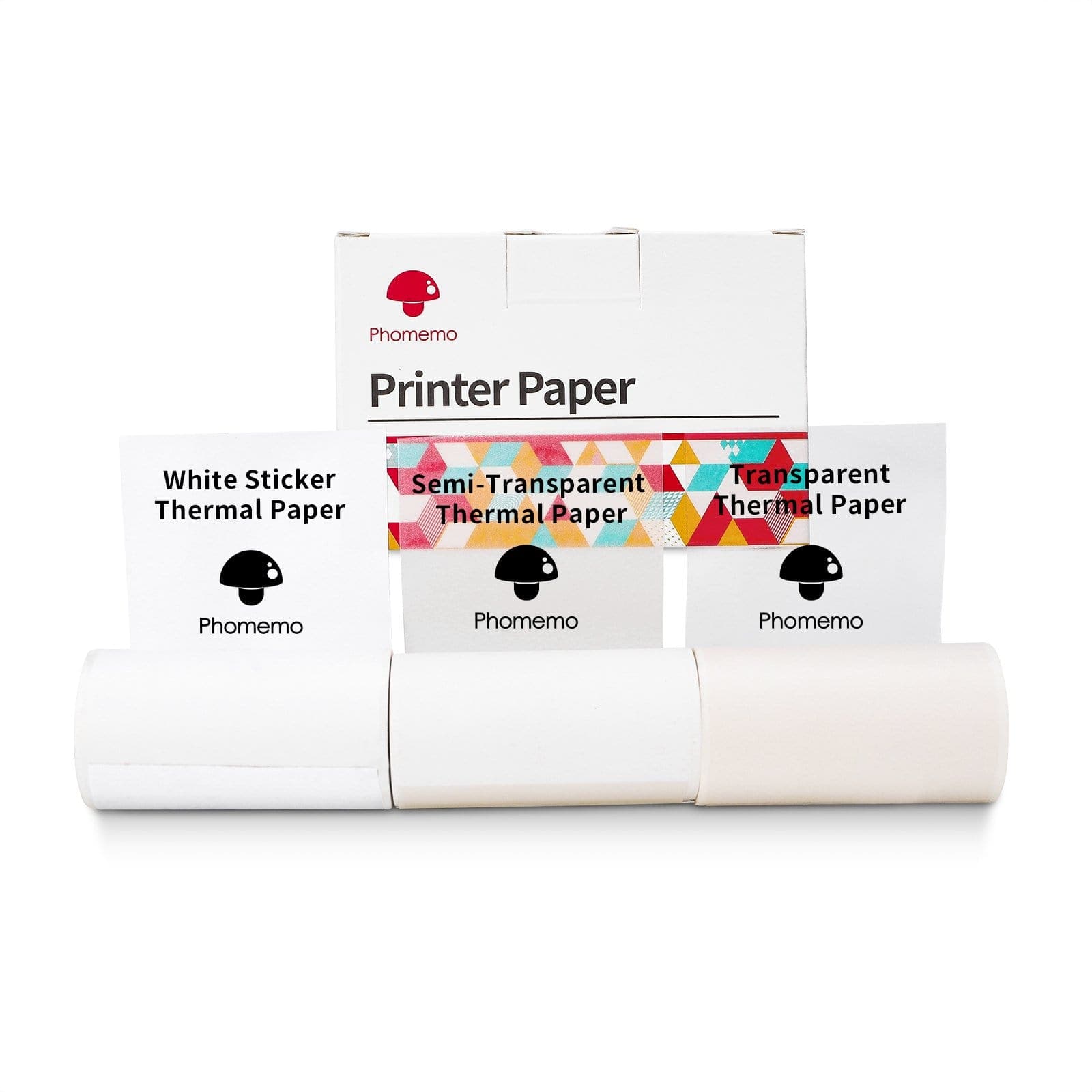 Phomemo White Self-Adhesive Thermal Paper, Glossy Printable Sticker Paper for Phomemo M02/M02 Pro/M02S Bluetooth Pocket Mobile Printer, Black on White