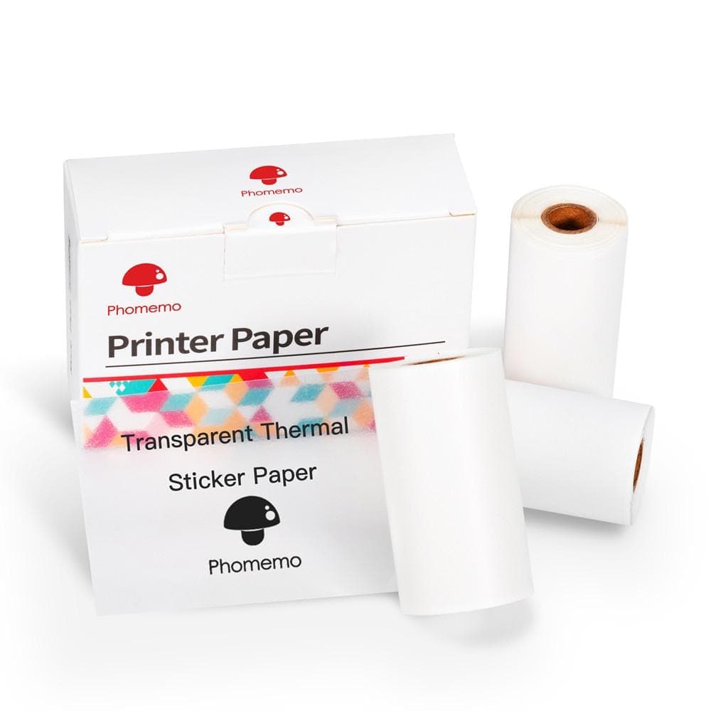 53 mm transparentes Aufkleber-Thermopapier für M02-Serie/ M03/ M03AS/ M04S/  M04AS – 3 Rollen