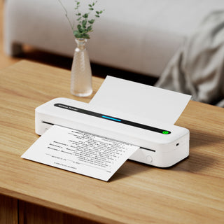 An A4 portable printer on the desk