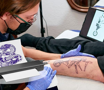 Using a Phomemo M08F Tattoo Stencil Printer to practice tattooing