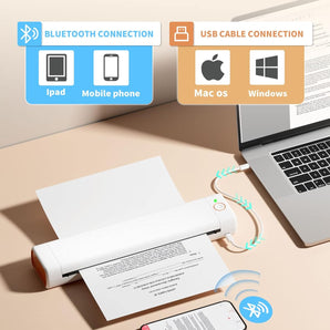Phomemo M08F Portable Wireless Printer for Travel Mini Home Printer - White, Standard Printer