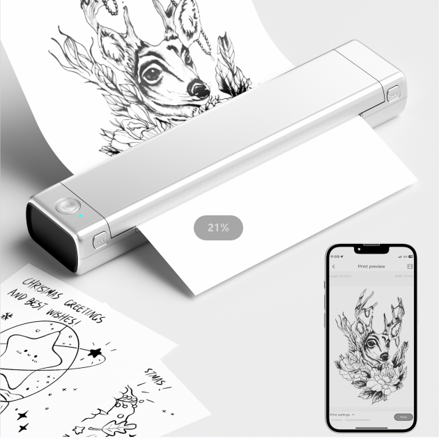 Phomemo M08F Portable Printer Wireless Tattoo Thermal-Bluetooth-Printer