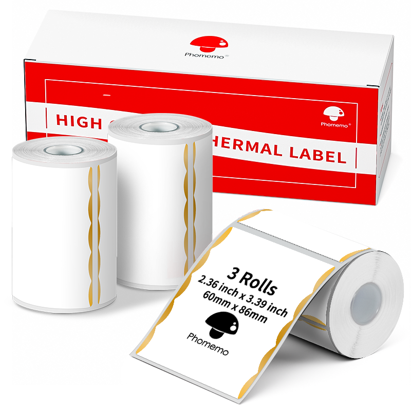 Phomemo 60×86mm Golden wave trim Square Thermal Label for M200/M220/M221-3 Roll