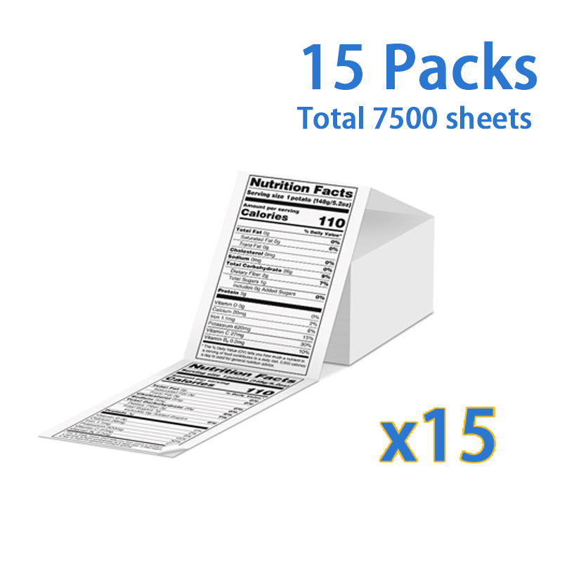 15 Packs 4"x6" 500sheets  Fan-Fold Thermal Direct Labels for Shipping Label Printer+ Free PM241 Printer