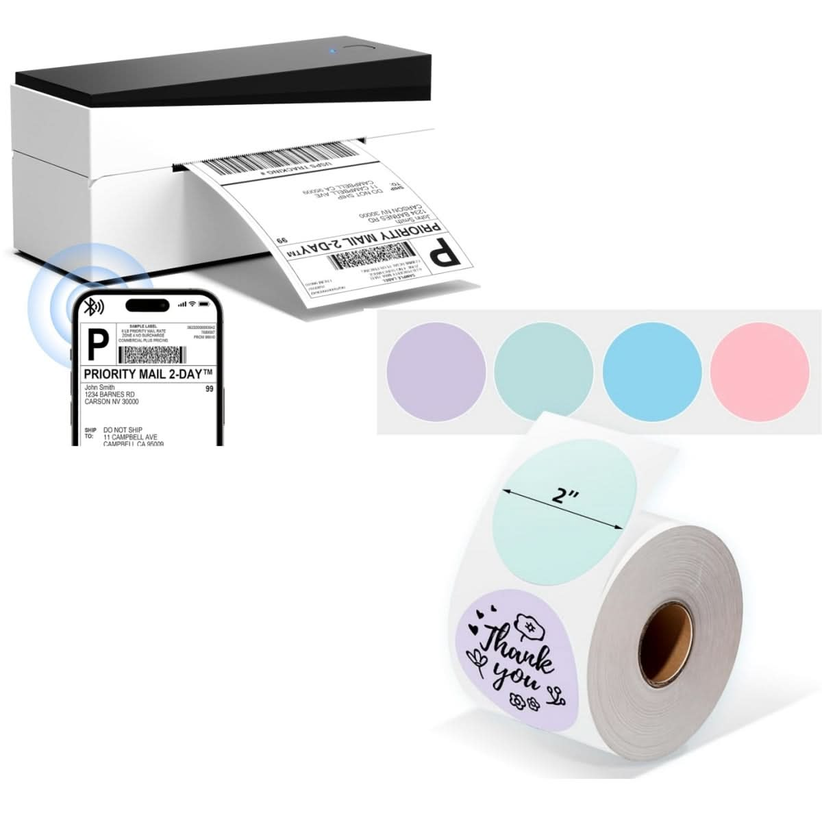 Phomemo PM249-BTZ Bluetooth Direct Connect Shipping Label Printer