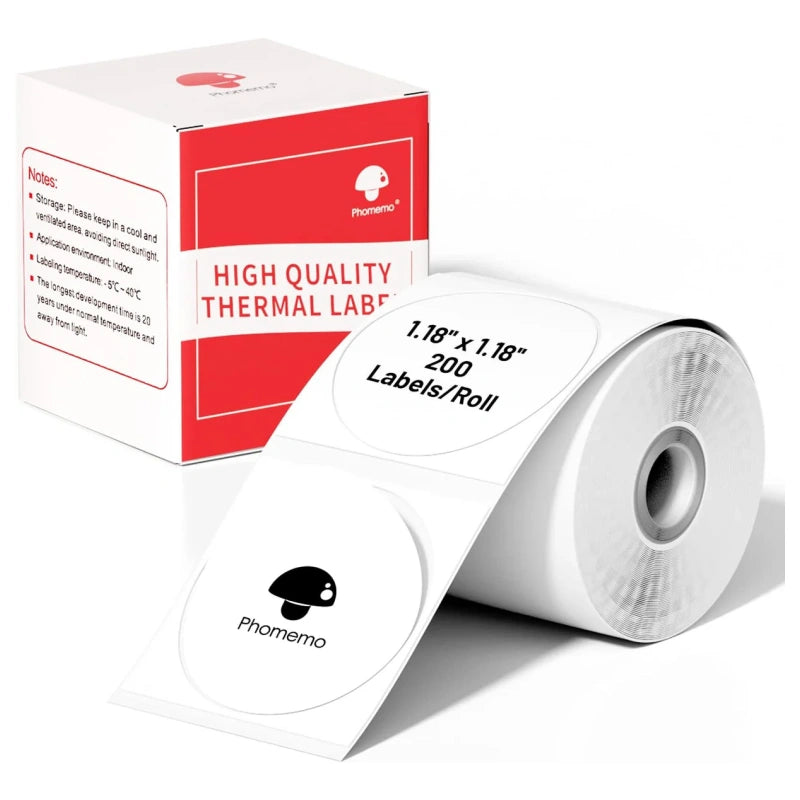 Phomemo 30 X 30mm Round White Thermal Label For M110/M120/M200/M220/M221