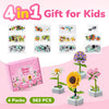 4 Pack Flower Building Blocks Kids, Assorted Mini Flower Pot Building Set Building Toys for Kids Teens Girls & Boys, Artificial Flowers Botanical Collection for Home Decor, 563 Pieces - Phomemo