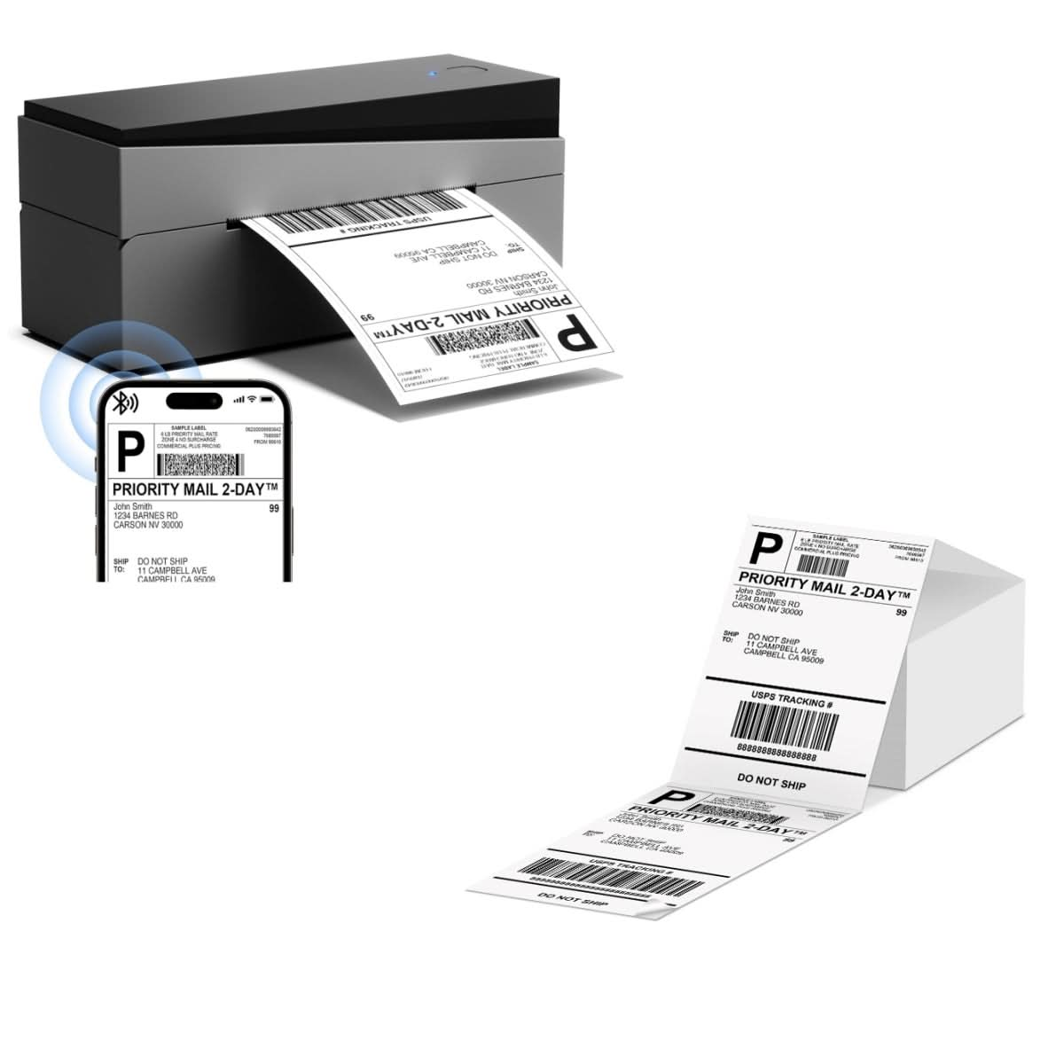 Phomemo PM249-BTZ Bluetooth Direct Connect Shipping Label Printer