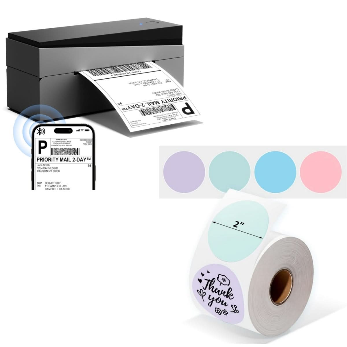 Phomemo PM249-BTZ Bluetooth Direct Connect Shipping Label Printer