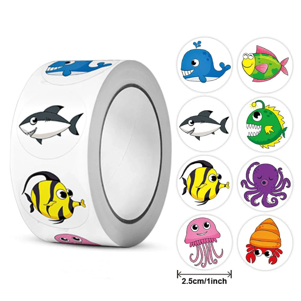 500 PCS Round Sea Animal Stickers for Kids&Motivational Stickers for Supplies Decoration