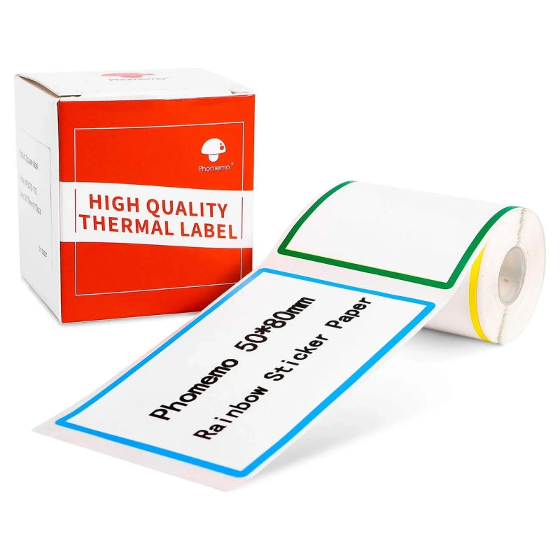 Phomemo 50 X 80mm Square Rainbow Frame White Label For M110/M120/M200/M220/M221 - 1 Roll