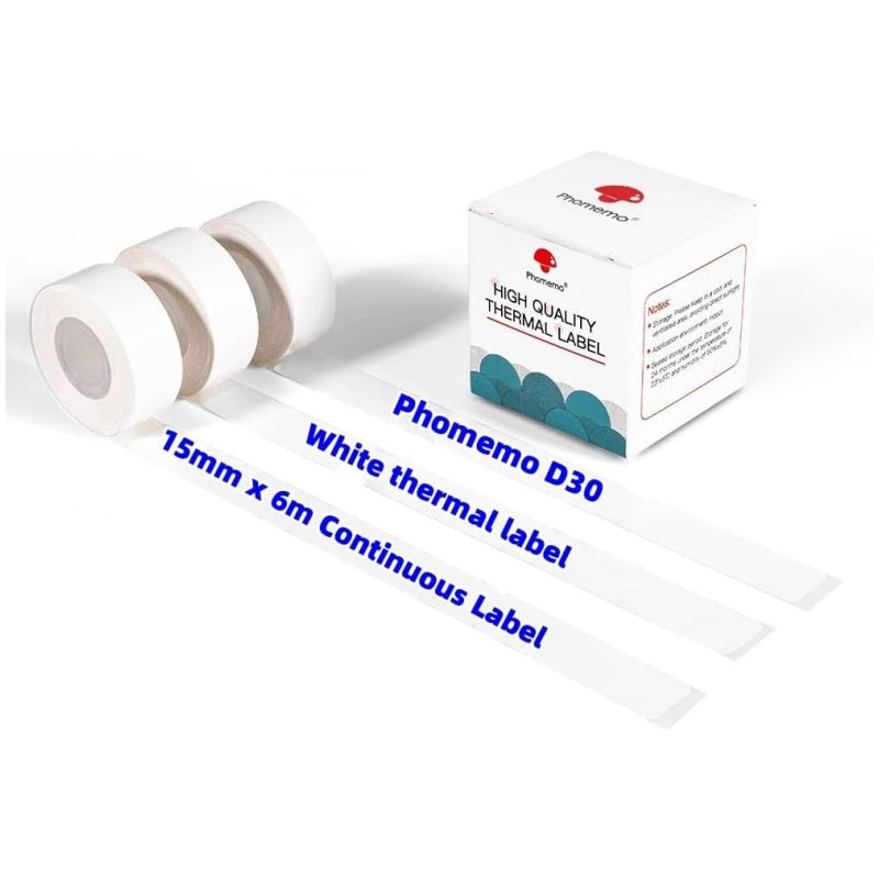 Phomemo 15mmx 6m White Continuous Label  for D30-3 Rolls
