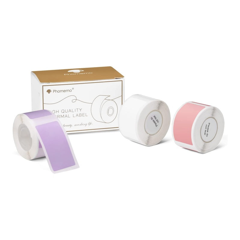 Phomemo 20 x 40mm Purple / White / Pink Label Roll for D50