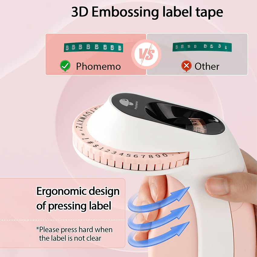 E975 Embossing Label Maker Machine with 6 Tapes - Phomemo