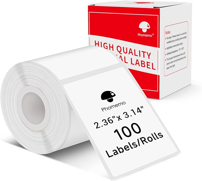 Phomemo 60 X 80mm 1 Roll Square White Label for M110/M221/M220/M120/M200