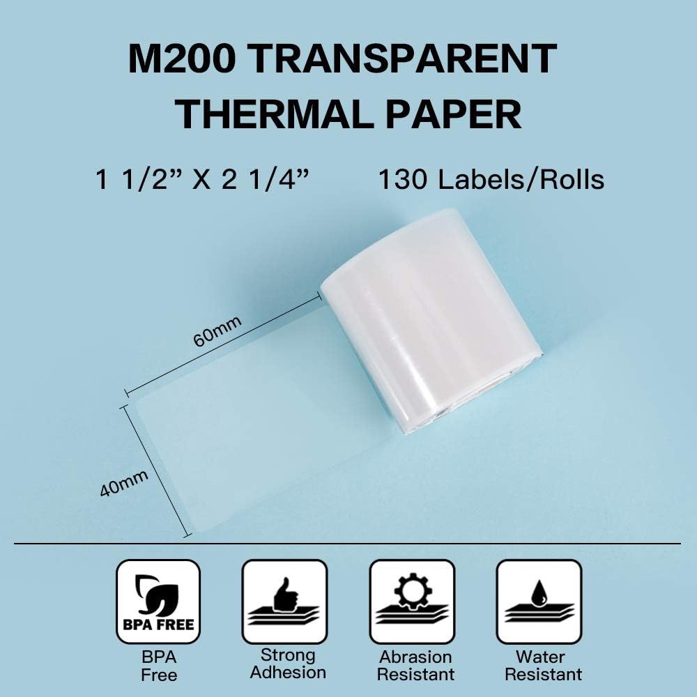 Phomemo 40×60 mm transparente quadratische Etiketten für Phomemo M110/M120/M200/M220/M221