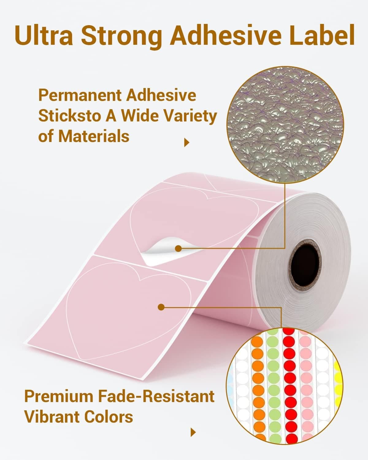 Phomemo 💘 Etichette termiche a cuore rosa da 3 pollici per stampante per etichette di spedizione
