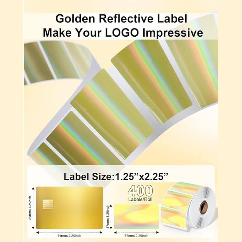 2" Golden Reflective Thermal Labels for Shipping Label Printer - Phomemo