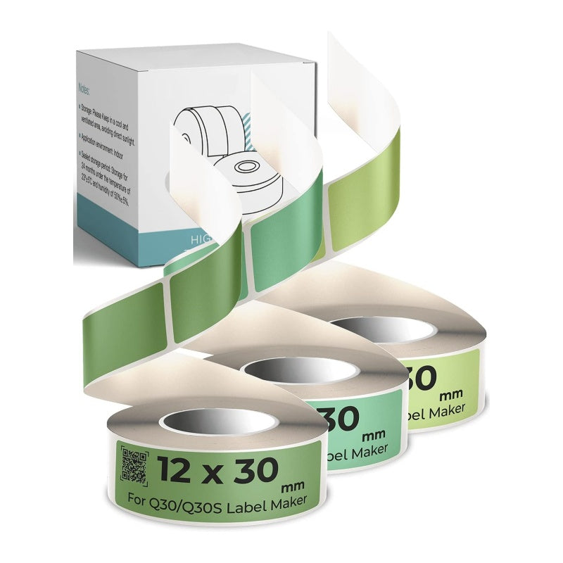 Phomemo 12 x 30 mm grünes Etikett für D30 / Q30 / Q30S