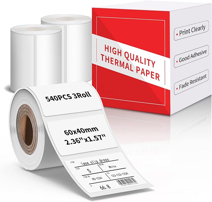 Phomemo 60 X 40mm 3 Roll Square 2inch Labels for Phomemo M110/M220/M221/M200