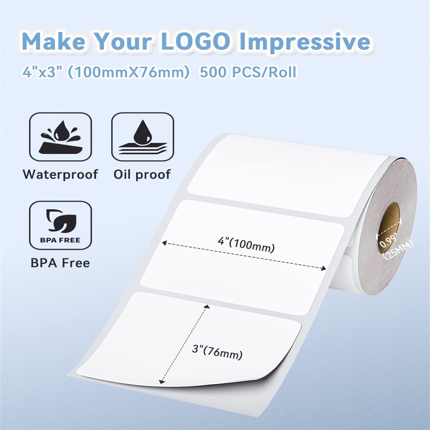 Phomemo 4"x3" White Thermal Label For Shipping Label Printer