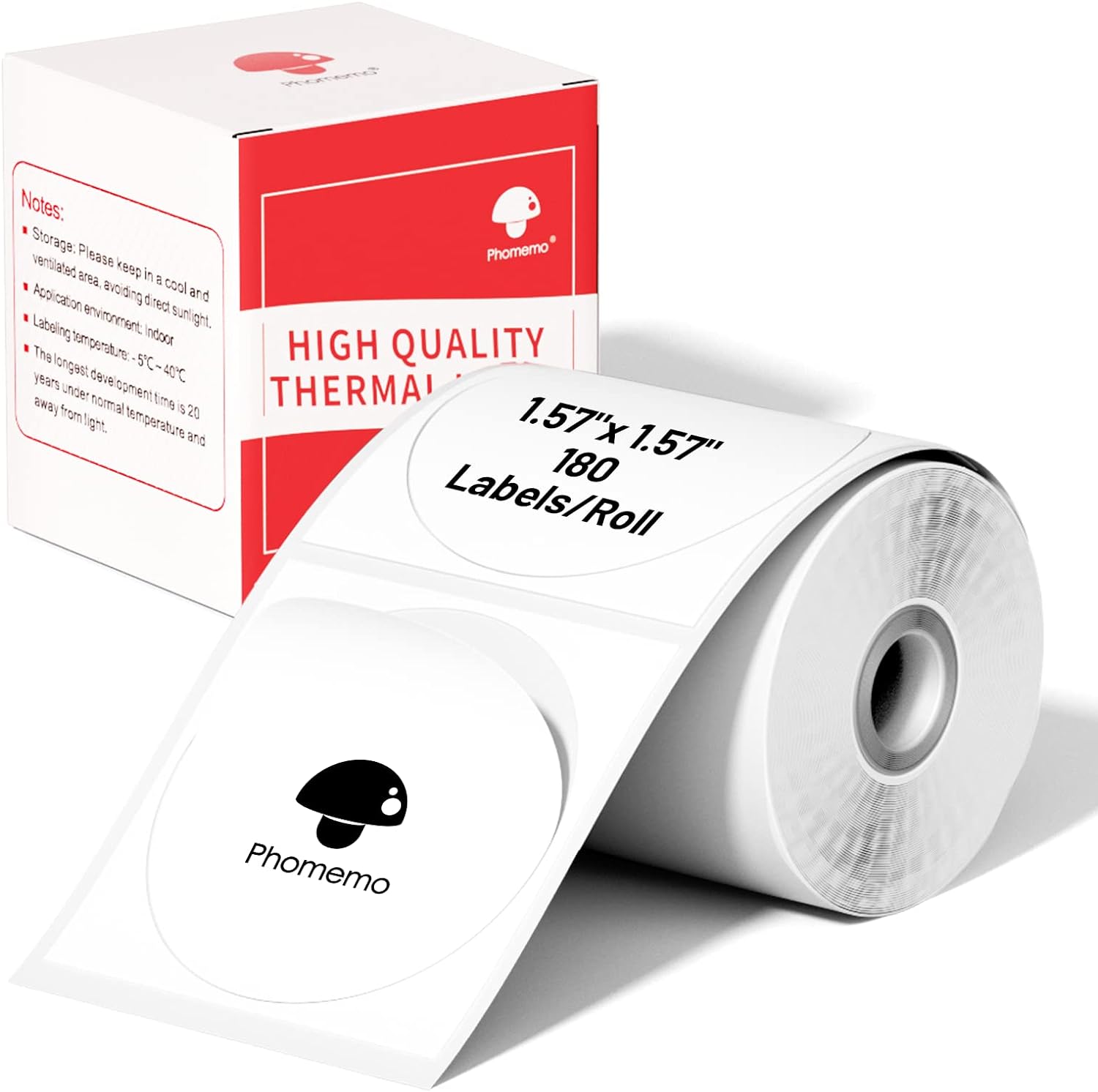 Phomemo 40 X 40mm  Round White Lable For M110/M120/M200/M220/M221-1 Roll