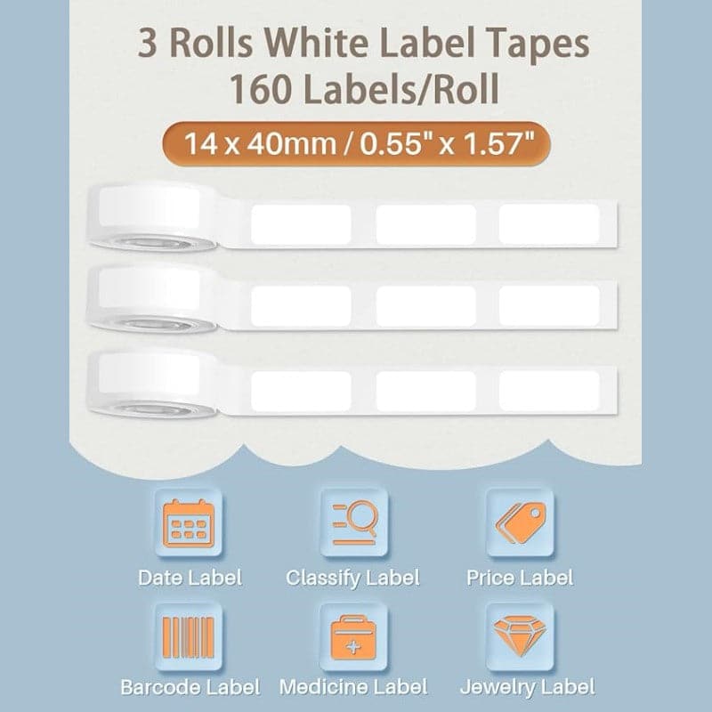 14 X 40mm White Label for Q30S/ Q30 - 3 Rolls - Phomemo