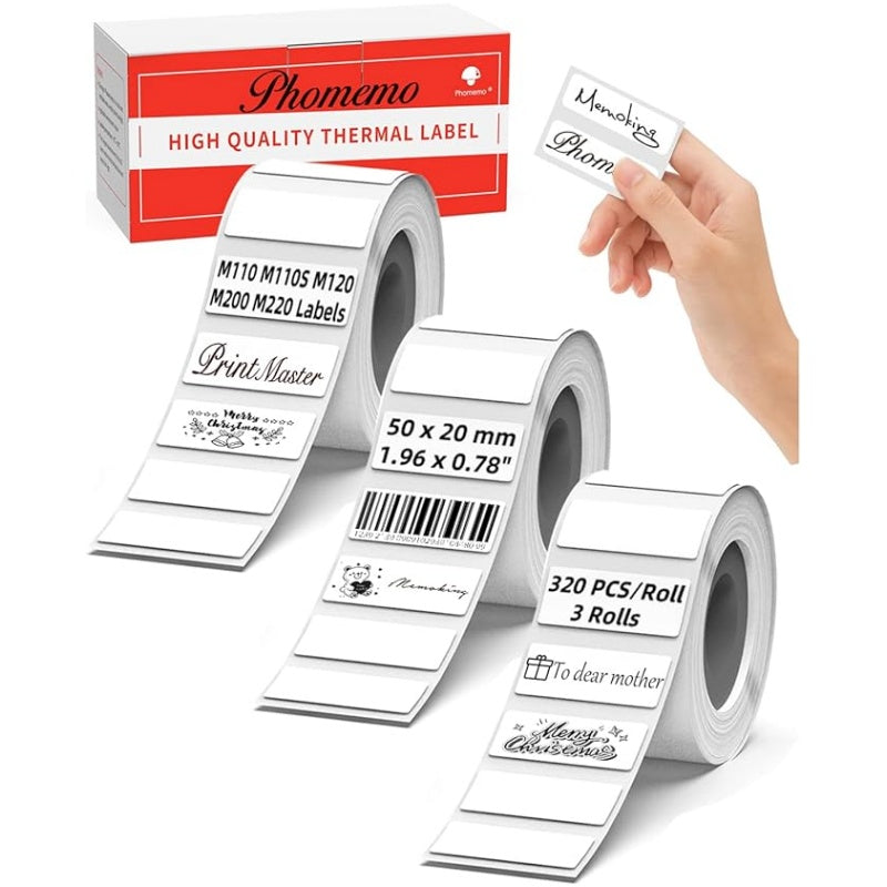 Phomemo 50 X 20mm  Square White Thermal Label For M220/M200/M120/M110/M221-3 Roll