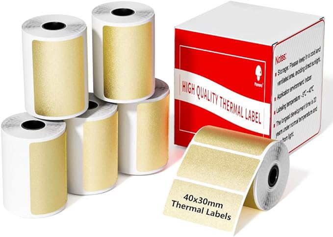 Phomemo 40mmx30mm Gold Thermal Label for M110/M220/M221/M200/M120-6Roll
