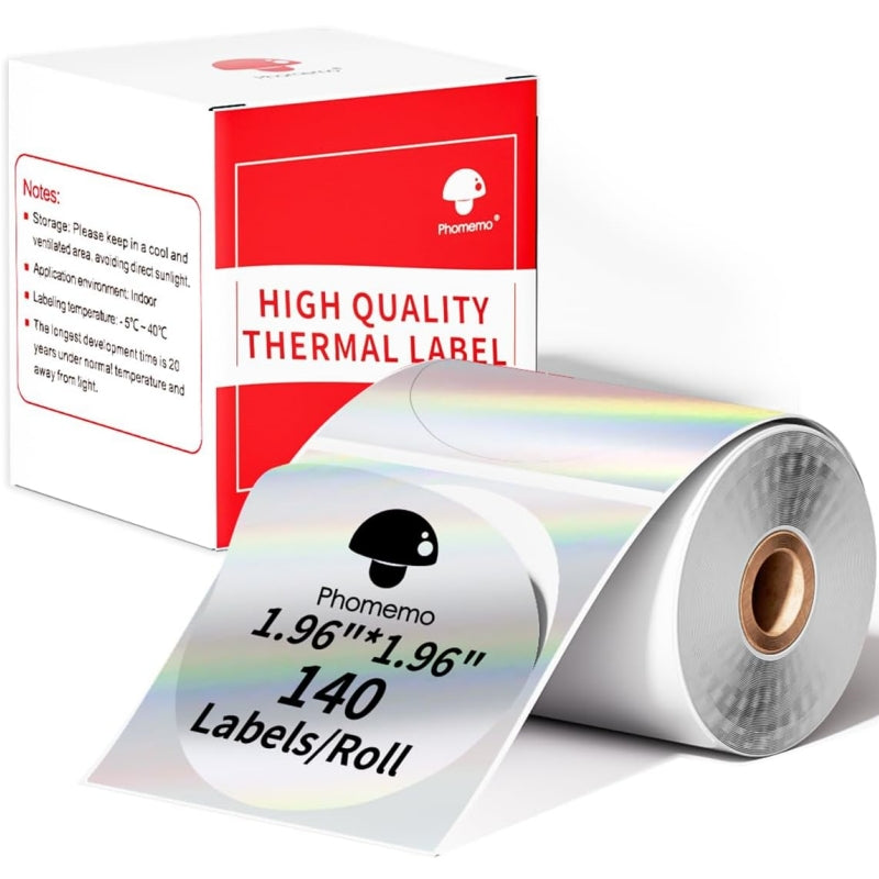 Etichetta termica argento laser rotonda Phomemo 50X50mm per M110/M120/M200/M200/M221