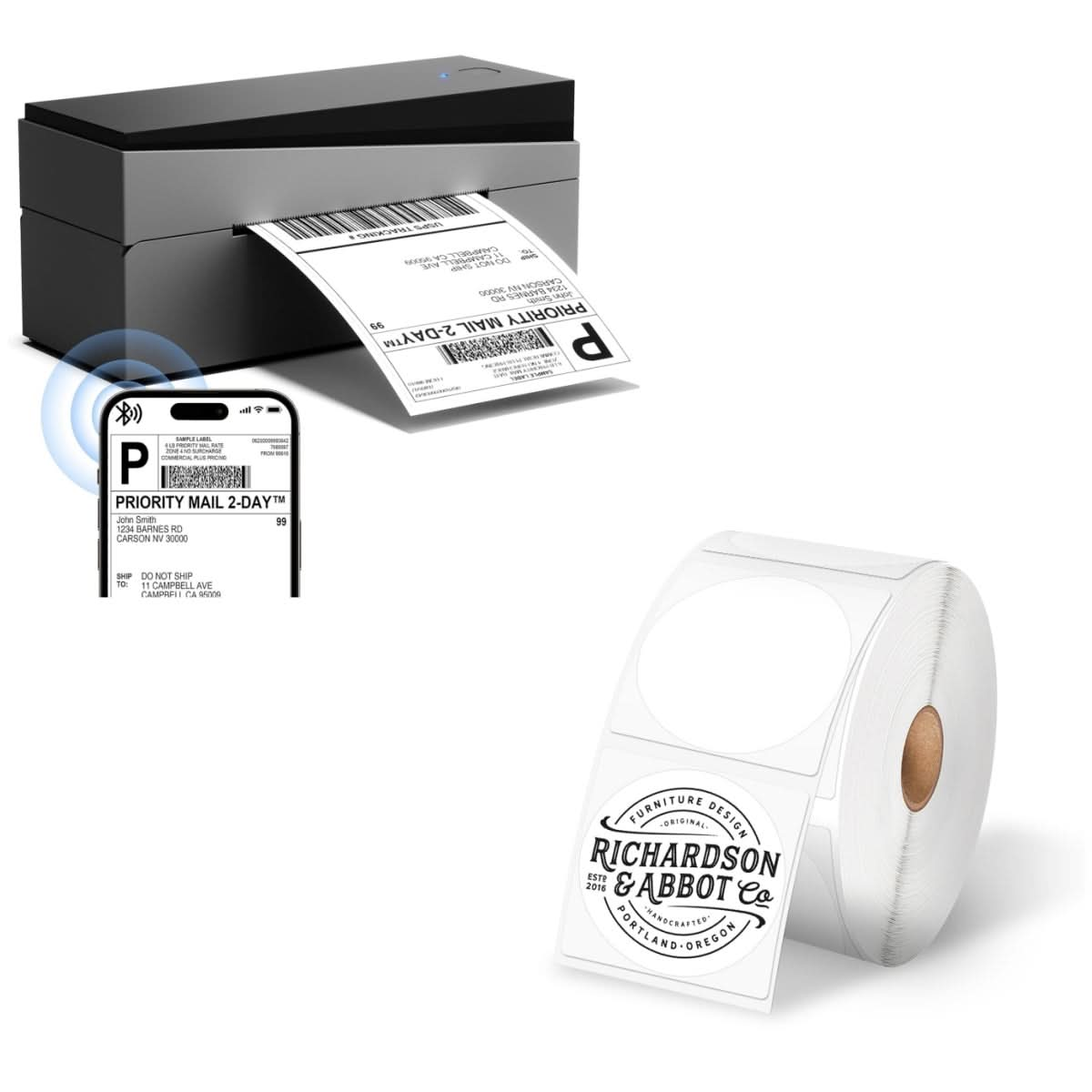 Phomemo PM249-BTZ Bluetooth Direct Connect Shipping Label Printer