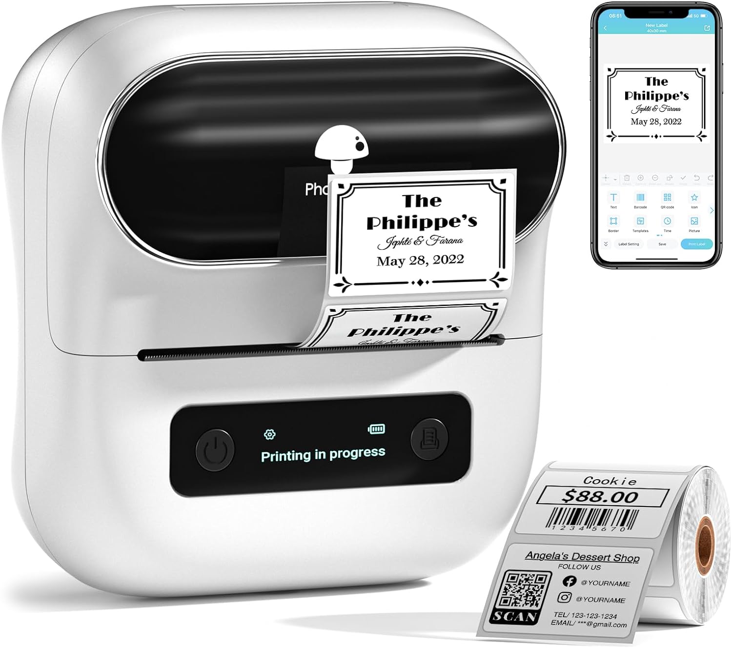 Phomemo M220 Label Maker Bluetooth Thermal Label Printer
