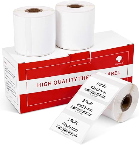Phomemo 40 X 20mm 3 Roll Square White Thermal Paper for M110/M120/M200/M220/M221