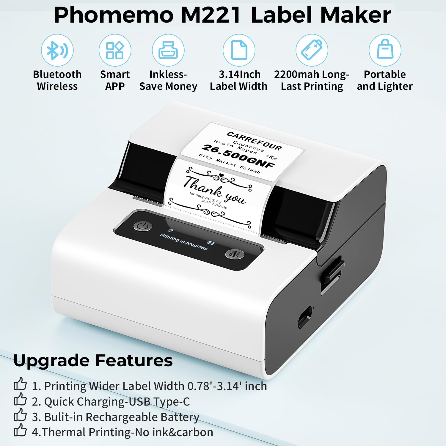 M221 ラベルメーカー Bluetooth サーマルプリンター