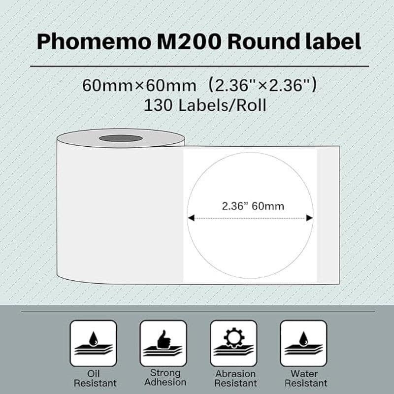 60 X 60mm Round White For M200/M220 Printer - Phomemo