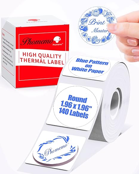 Phomemo 50x50mm Blue on White Round Thermal Label for M110/M120/M200/M220/M221