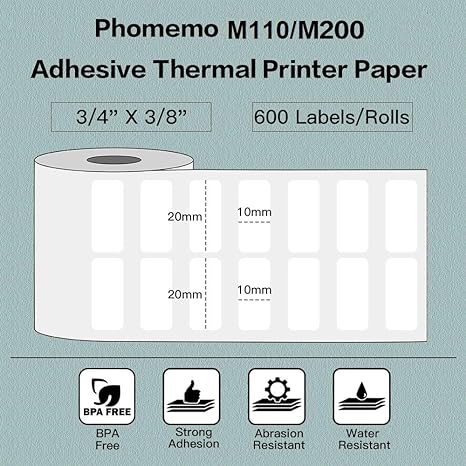 Phomemo 20 X 10mm 3 Roll White Square Lable For M110/M120/M200/M220/M221
