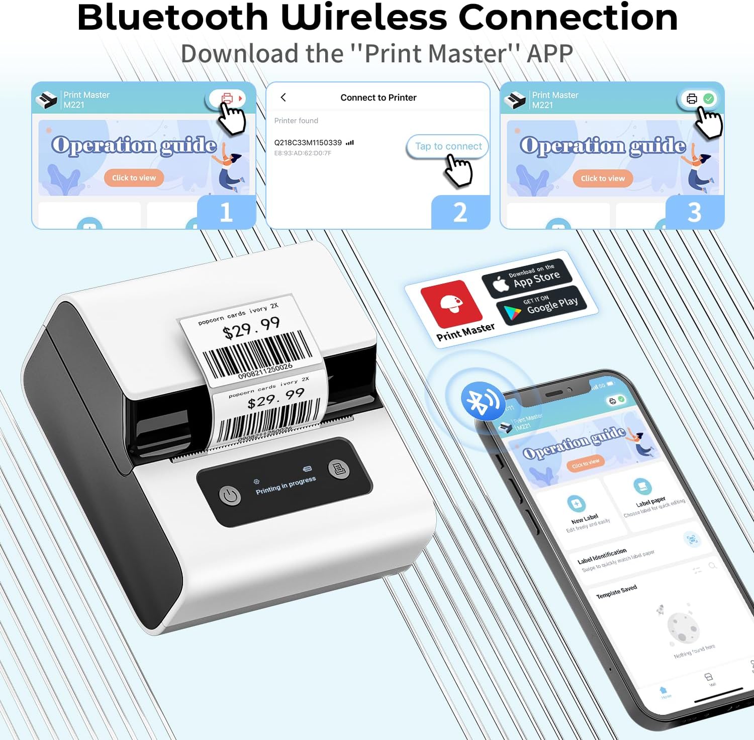 Bluetooth-Thermodrucker M221 Etikettendrucker