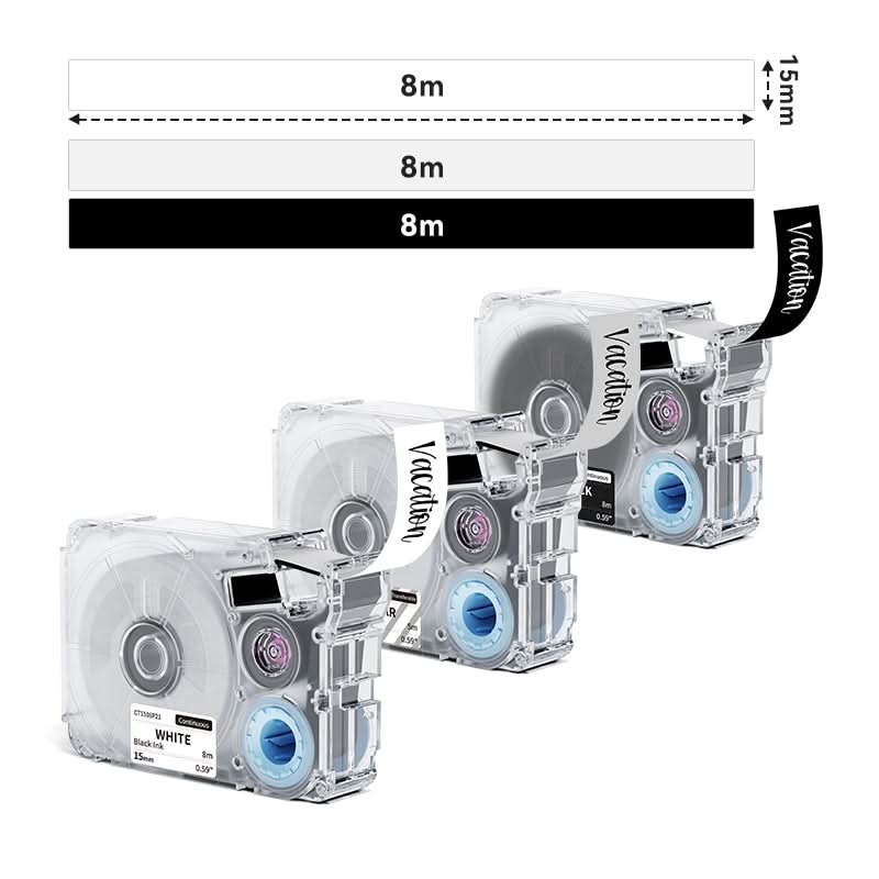 Phomemo 15mmx8m White&Black&Clear Label Tapes for P15