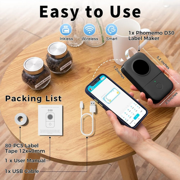 Phomemo D30 Tragbarer Bluetooth-Etikettendrucker