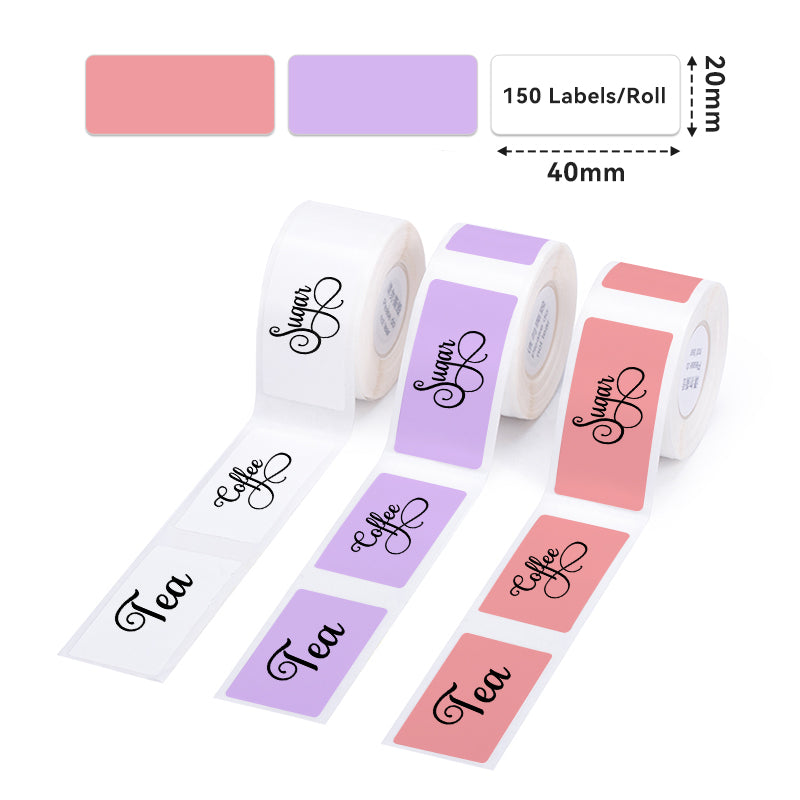 Phomemo 20x40mm Purple/White/Pink Label for D50-Label Dimensions